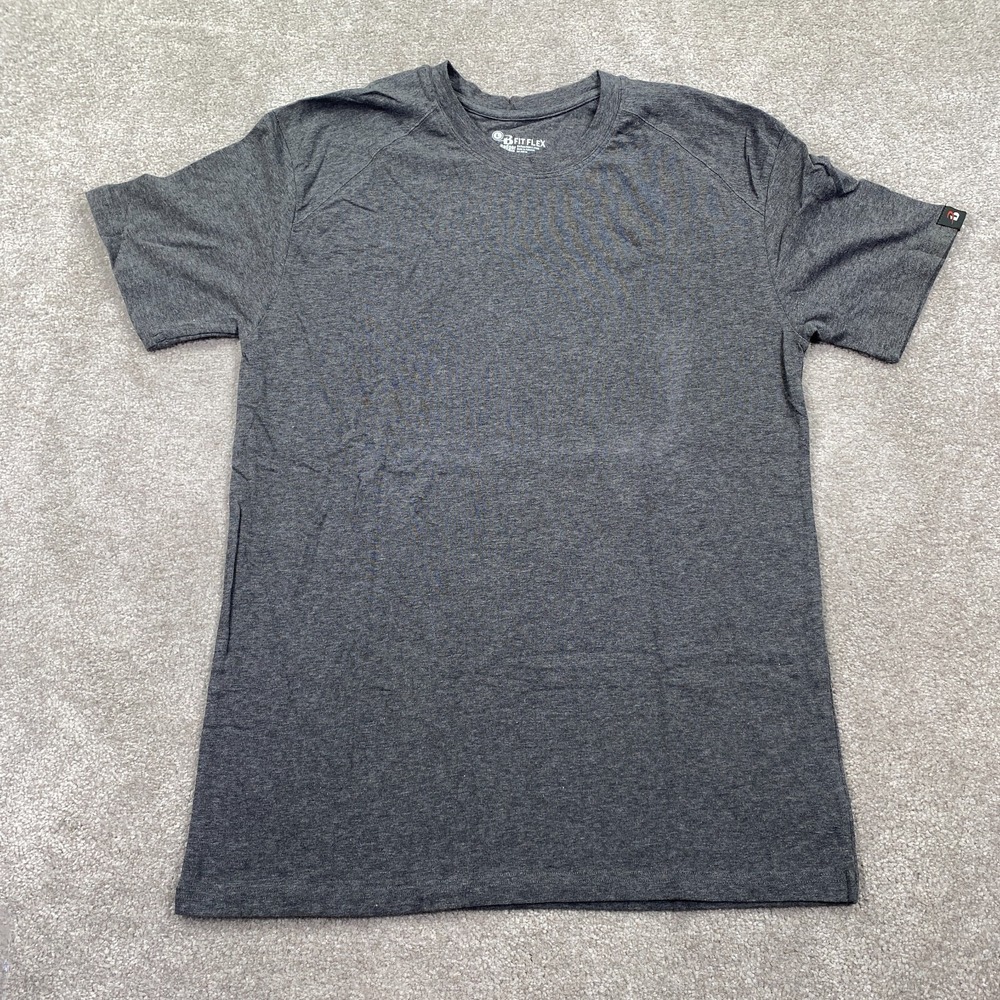 Badger Sports Fit Flex Activewear Crew Neck T-Shirt Men's Size L Charcoal Gray
